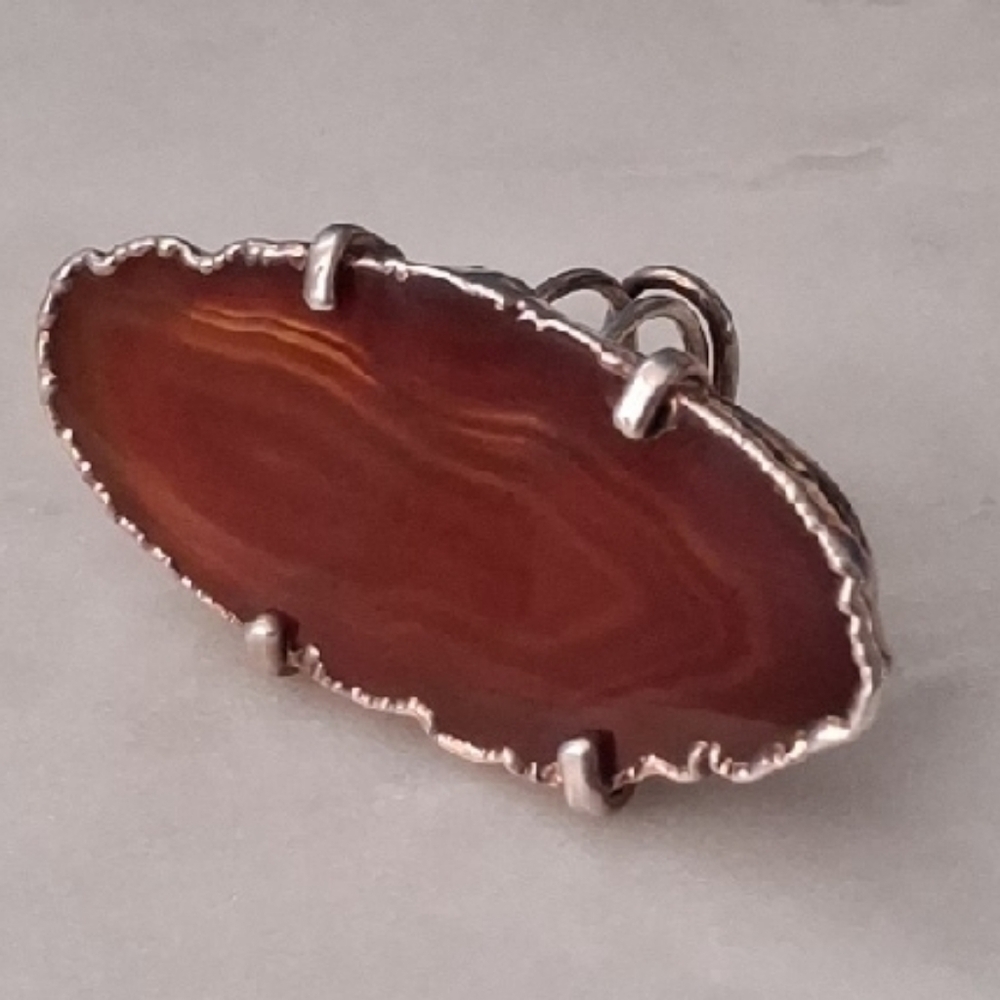 Silver and Brown Agate Pendant